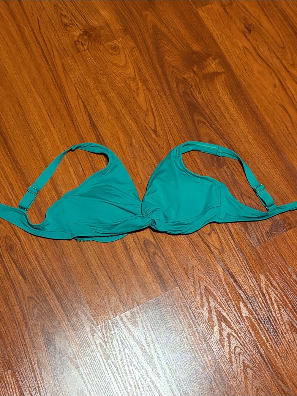 Lands End Teal Twist Front Bikini Top